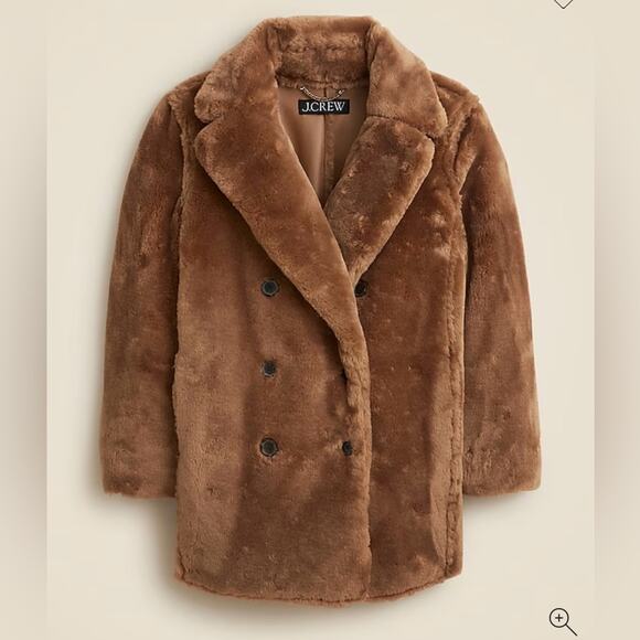 J. Crew Women's Teddy Peacoat NWT new XXS/XS in chocolate faux fur - Picture 2 of 9